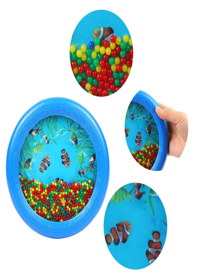 Musfunny Ocean Drum Wave Bead Drums Gentle Sea Sound Music Gift Musical Educational Sea Sound Drum Tool for Kid Child Baby (Blue) - Image 3